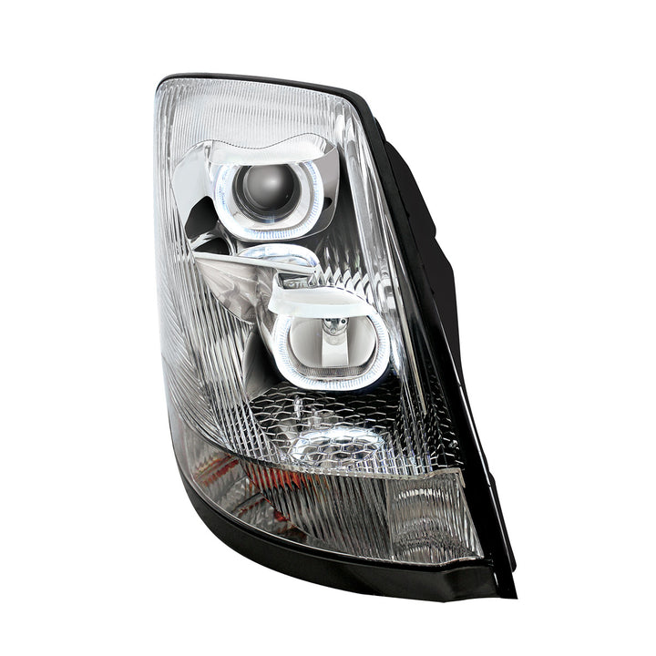 Chrome Projection Headlight With White LED Light Bar For 2003-2017 Volvo VN/VNL - Passenger
