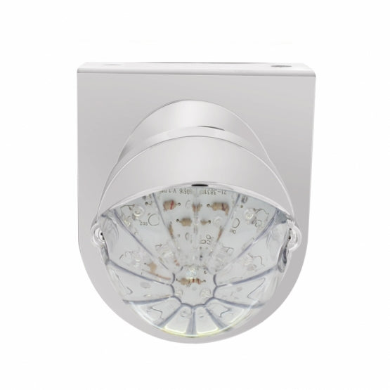 Stainless Light Bracket With 19 LED Bullet Style Grakon 1000 Light &amp; Visor - Amber LED/Clear Lens