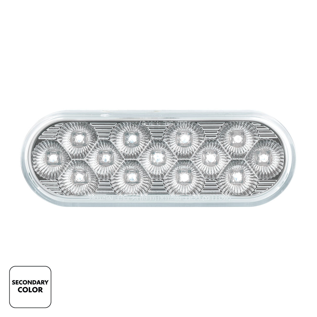 13 LED 6" Oval Double Fury Light (Stop &amp; Turn) - Red &amp; White LED/Clear Lens