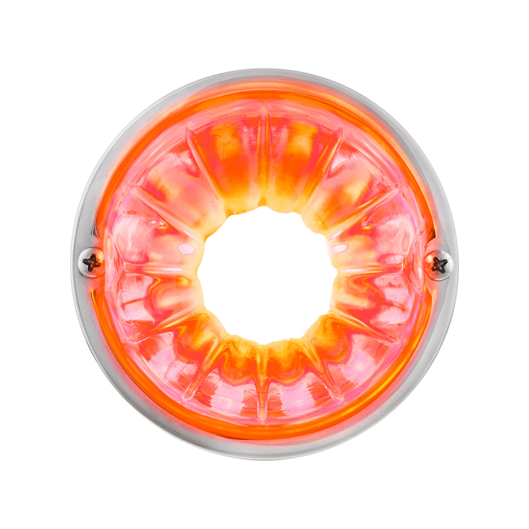 Dual Function Glass Watermelon Flush Mount Kit With LED Bulb - Amber LED/Clear Lens