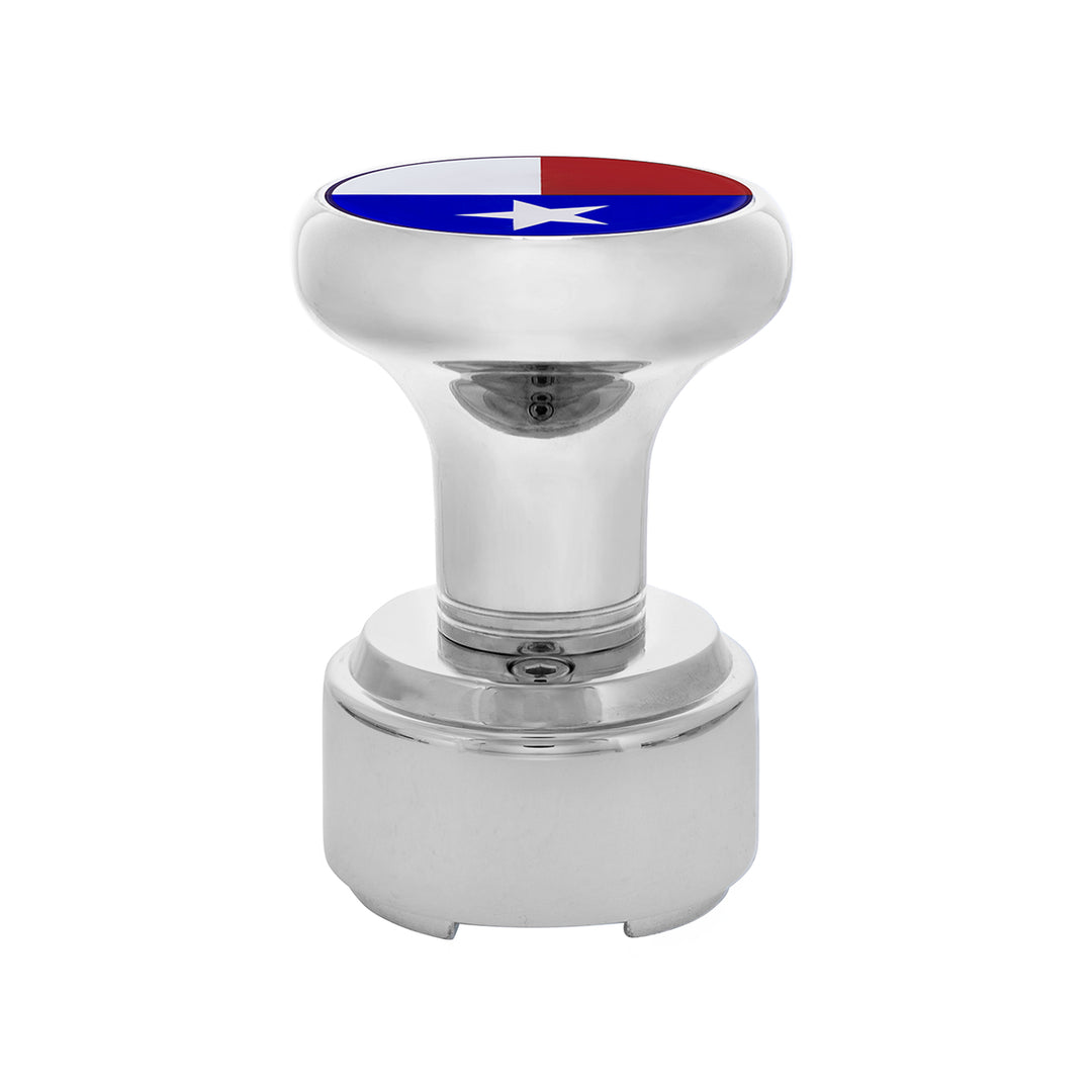 Thread-On Gearshift Knob With 9/10 Speed Adapter &amp; Texas Flag Sticker - Chrome