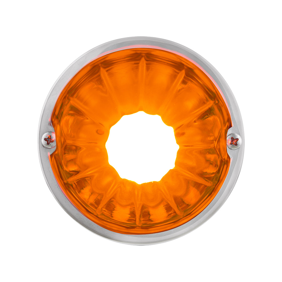 Dual Function Glass Watermelon Flush Mount Kit With LED Bulb - Amber LED/Amber Lens