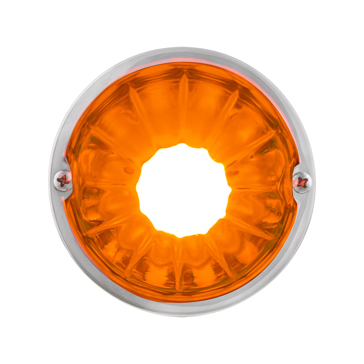 Dual Function Glass Watermelon Flush Mount Kit With LED Bulb - Amber LED/Amber Lens