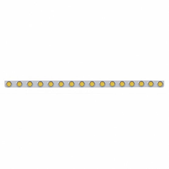 79-1/2" Stainless Steel Bumper Light Bracket With 16 x 7 LED 2" Reflector Lights &amp; Visors - Amber LED &amp; Lens
