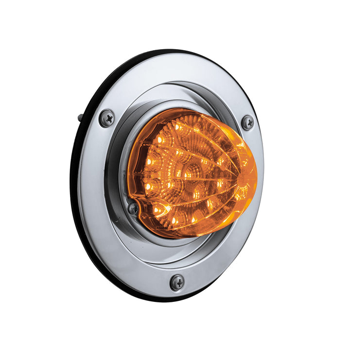 17 LED Dual Function Watermelon Reflector Sleeper Bunk Kit With 304 Stainless Steel Bezel - Amber LED/Amber Lens