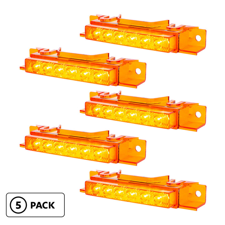 6 LED Competition Series Exterior Visor Light For 1996-2024 Volvo VNL - Amber LED/Amber Lens (5 Pcs)