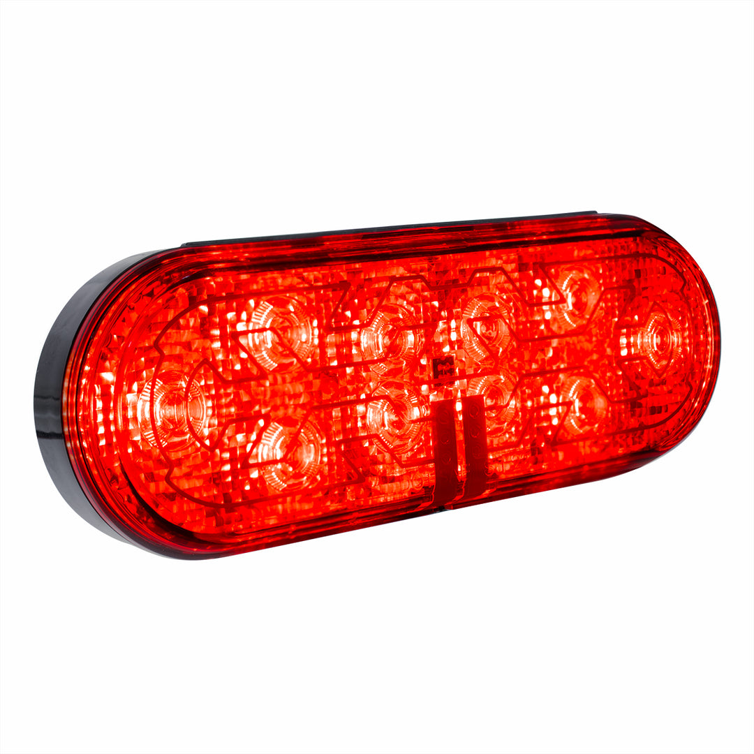 10 LED 6" Oval Light (Stop, Turn &amp; Tail) With Heated Lens - Red LED/Red Lens