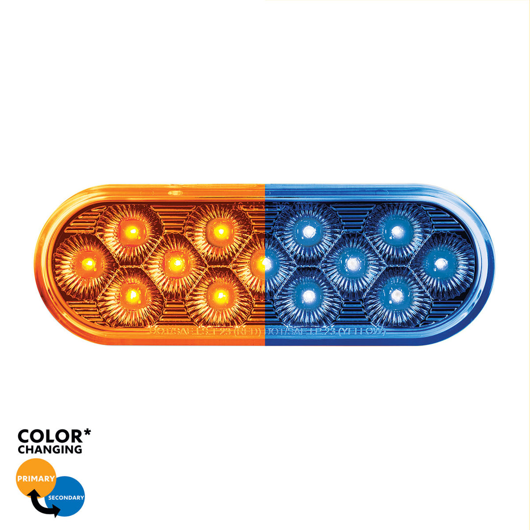 13 LED 6" Oval Double Fury Light (Turn Signal) - Amber &amp; Blue LED/Clear Lens