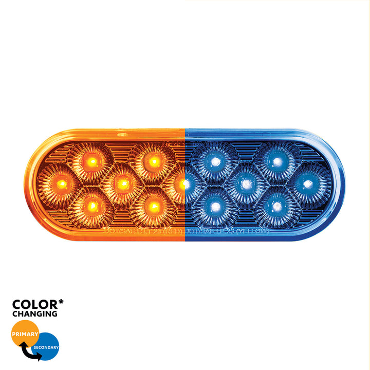 13 LED 6" Oval Double Fury Light (Turn Signal) - Amber &amp; Blue LED/Clear Lens