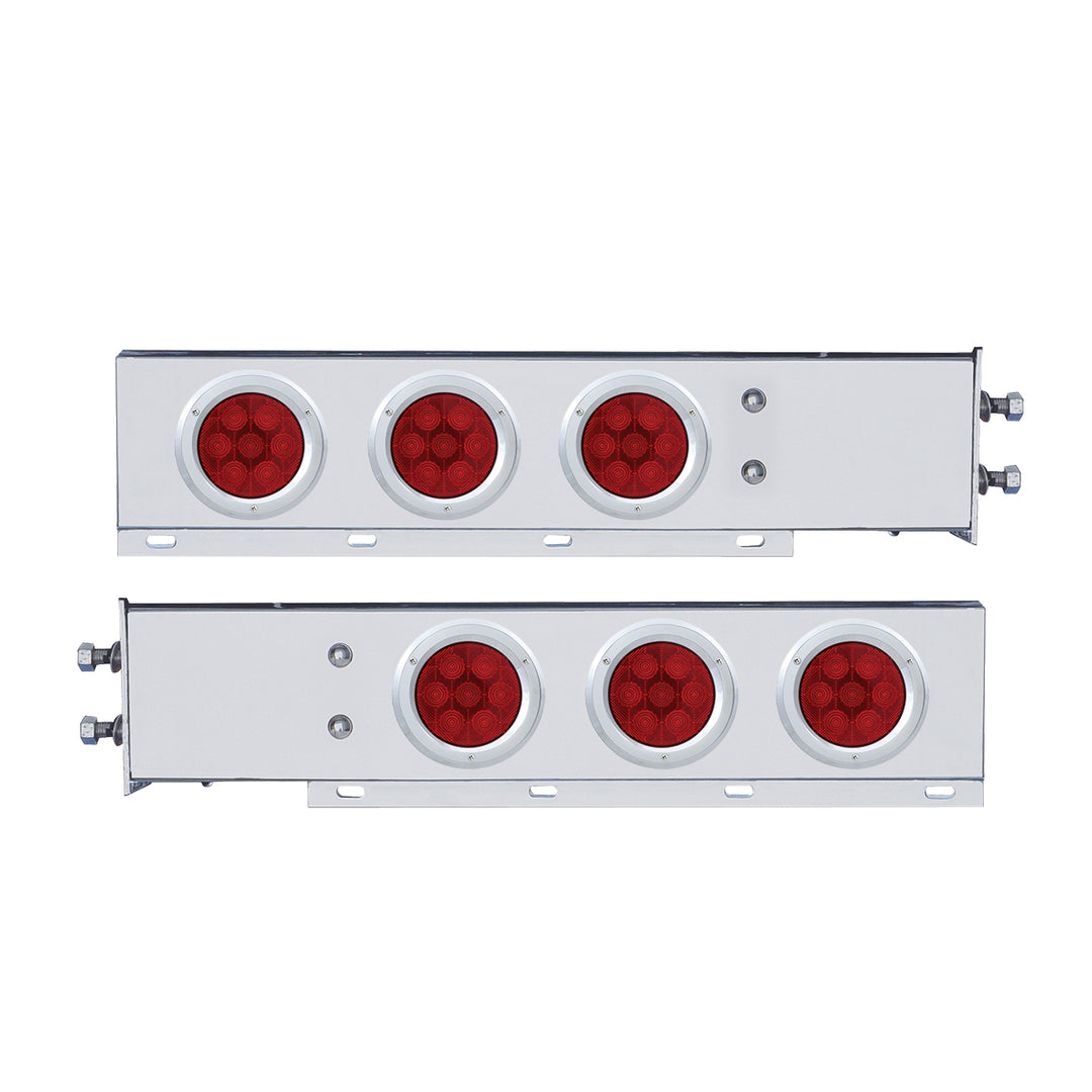 2-1/2" Bolt Pattern Spring Loaded Rear Bar With 6X Competition Series 7 Red LED 4" Light - Red Lens (Pair)