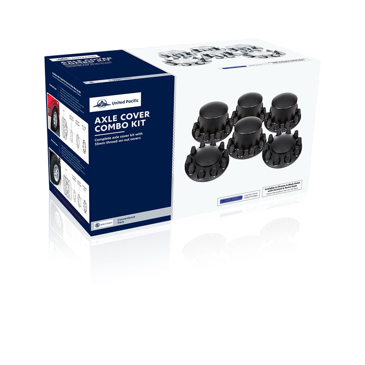 Pointed Axle Cover Combo Kit With 33mm Spike Thread-On Nut Covers &amp; Nut Cover Tool - Matte Black