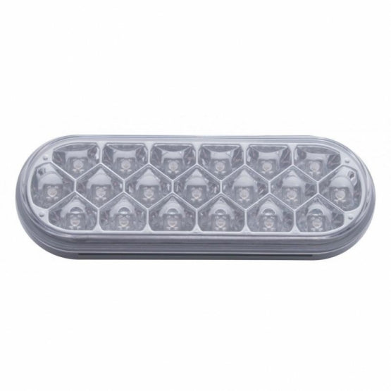3-3/4" Bolt Pattern Stainless Steel Spring Loaded Bar With 6" Oval 19 LED Lights &amp; Bezel - Red LED/Clear Lens (Pair)