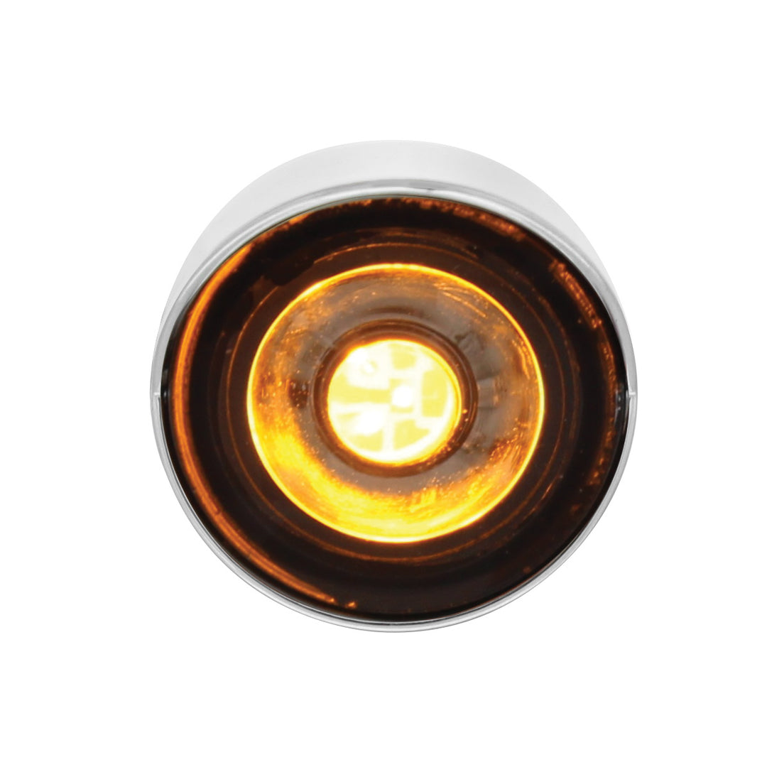 Stainless Steel Front Air Cleaner Bracket With 26 x 3 LED 3/4" Mini Lights &amp; Visors For Peterbilt - Amber LED/Clear Lens