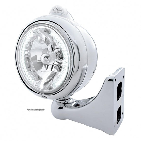 Stainless Steel Guide 682-C Headlight H4 With White LED &amp; LED Signal - Clear Lens