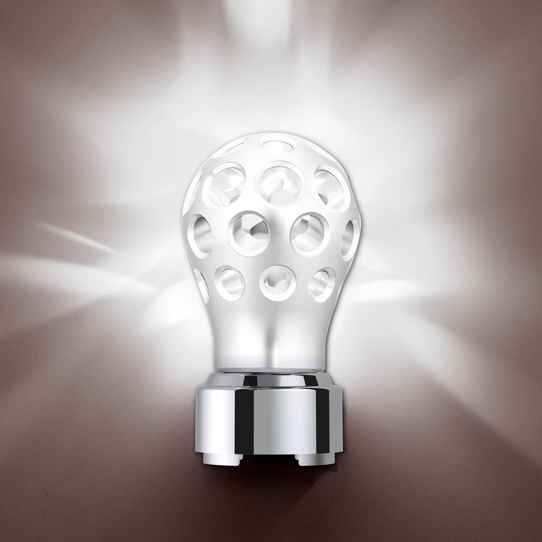 Thread-On Annodized Phoenix Style Ball Gearshift Knob With LED 9/10 Speed Adapter - White LED