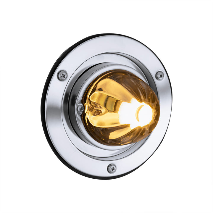 Dual Function Glass Watermelon Sleeper Bunk Kit With 304 Stainless Steel Bezel &amp; LED Bulb - Amber Lens/Amber LED