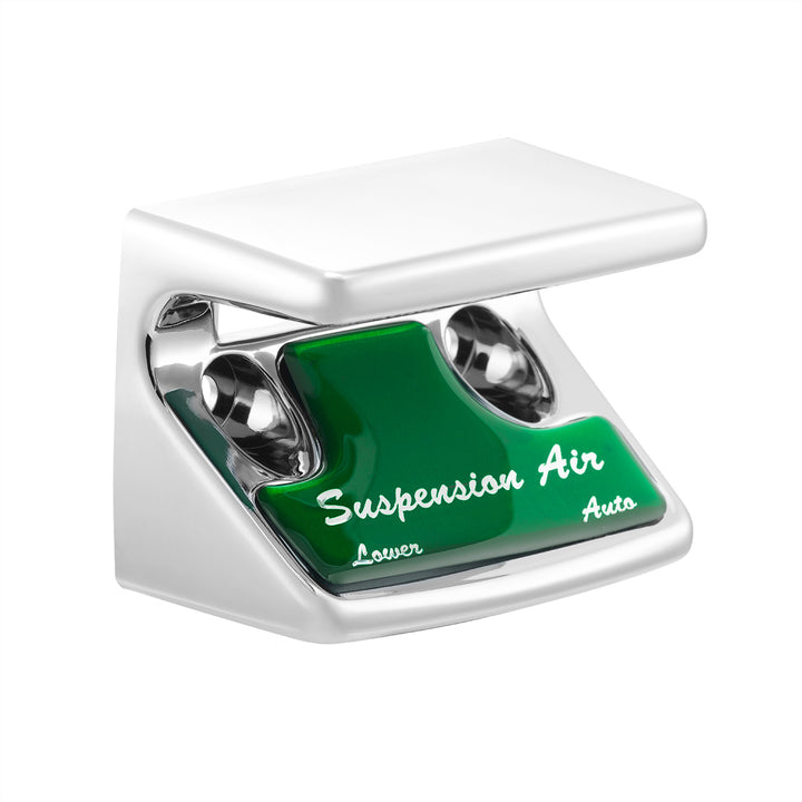 Chrome Plastic Suspension Air Switch Guard With Glossy Sticker For 1990-2010 Freightliner Classic - Green