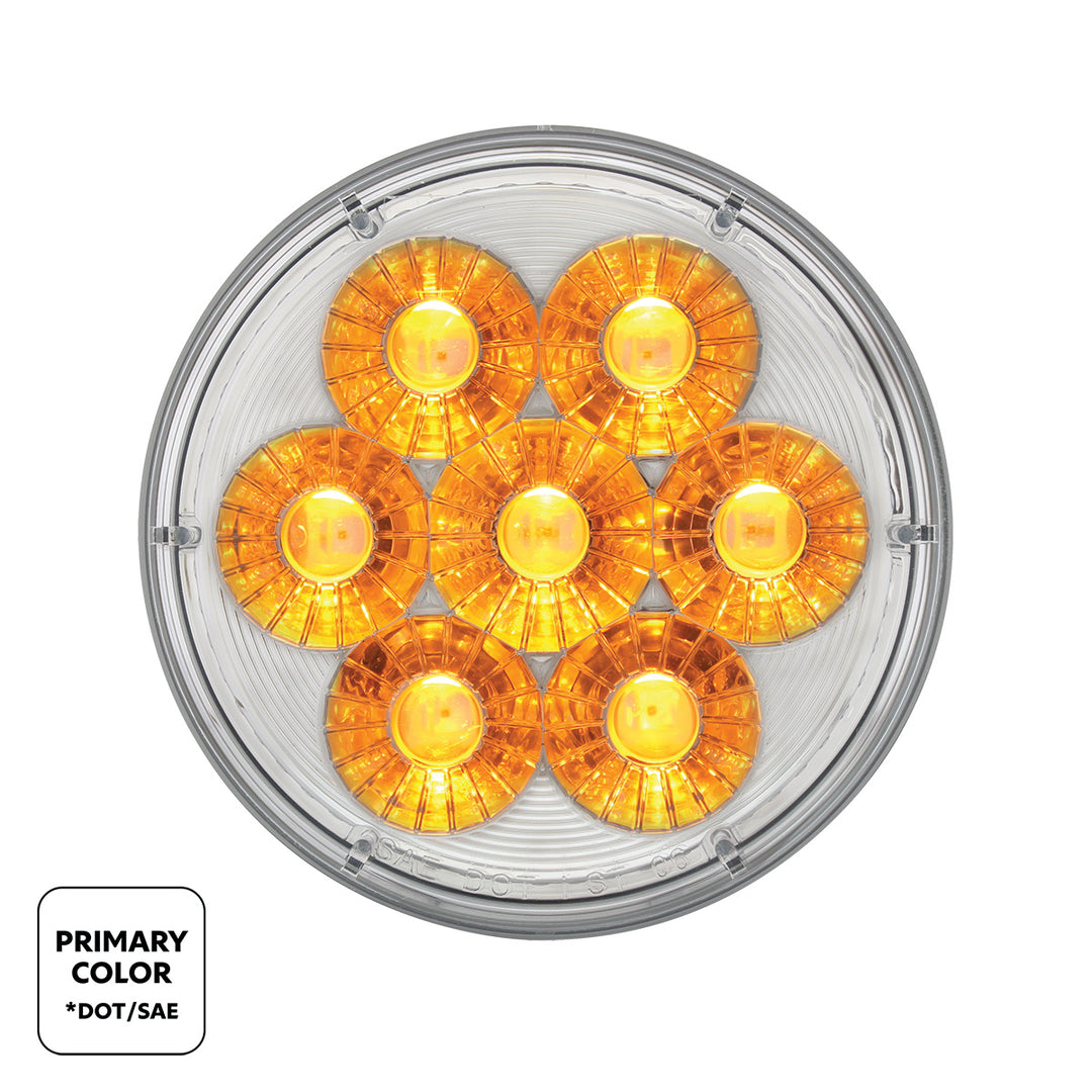 14 LED 4" Round Double Fury Light (Turn Signal) - Amber &amp; Blue LED/Clear Lens