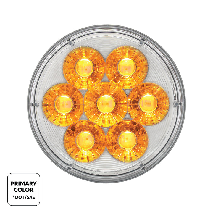 14 LED 4" Round Double Fury Light (Turn Signal) - Amber &amp; Blue LED/Clear Lens