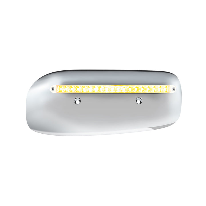 19 LED Rear Headlight Housing Cover For 2008-2023 Peterbilt 389 (Passenger) - Amber LED/Clear Lens