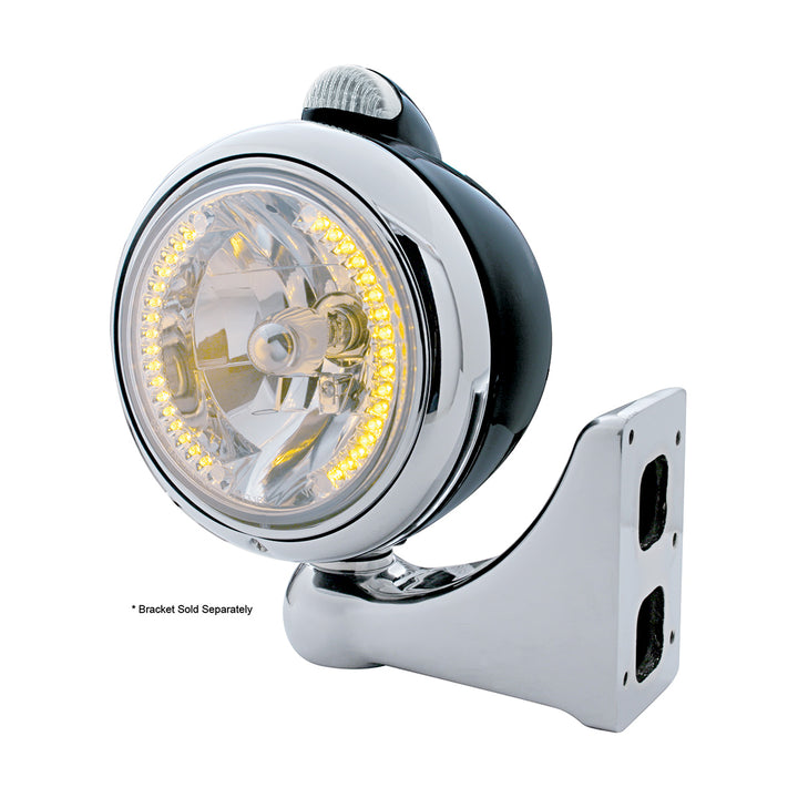 Black Guide 682-C Headlight H4 With Amber LED &amp; Dual Mode LED Signal - Clear Lens