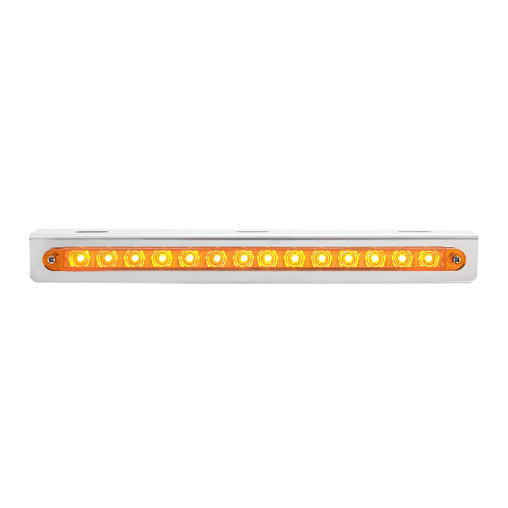 Stainless Light Bracket With 14 LED 12" Sequential Light Bar (Left to Right) - Amber LED/Amber Lens
