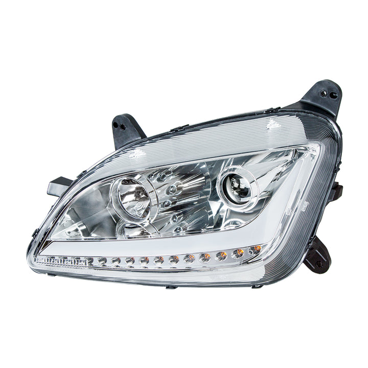 Chrome Projection Headlight With LED Position Light &amp; Signal For 2012-2021 Peterbilt 579 - Driver