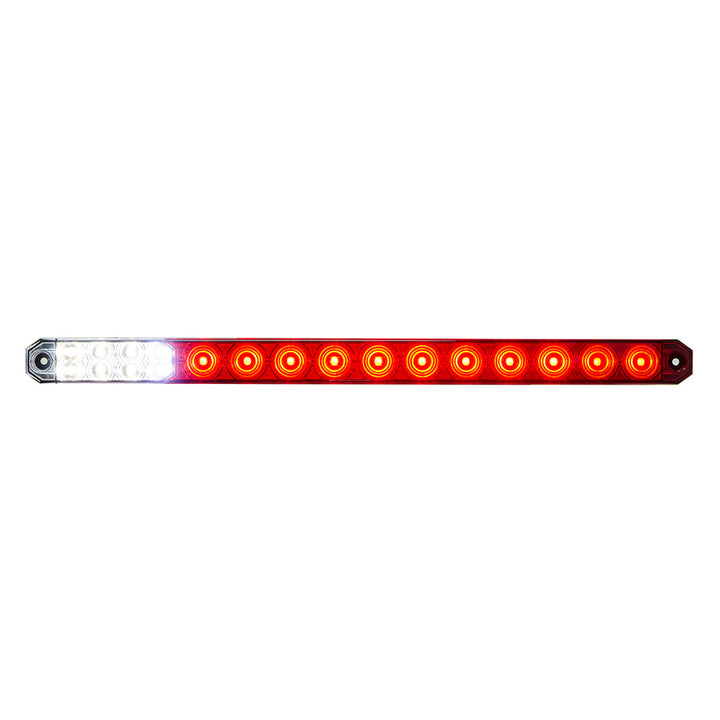17" 27 LED Low Profile Light Bar (Stop, Turn &amp; Tail) With Back-Up Light - Red &amp; White LED/ Red &amp; Clear Lens