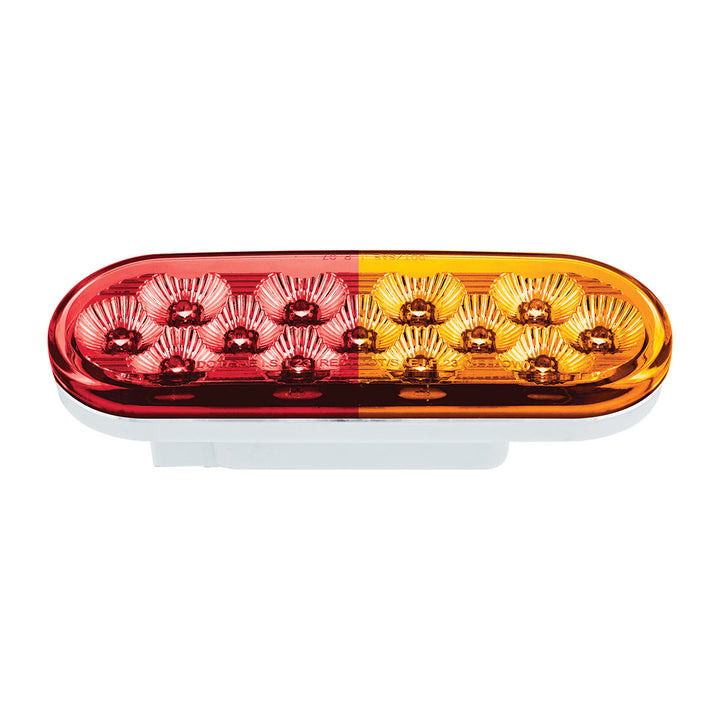 13 LED 6" Oval Double Fury Light (Stop &amp; Turn) - Red &amp; Amber LED/Clear Lens