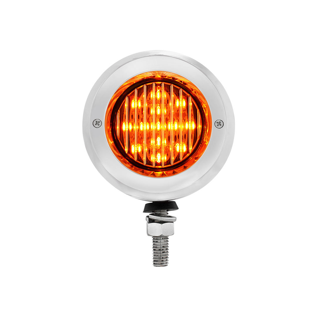 Stainless 2-1/2" Double Face Light With LED Lights &amp; Bezels - Amber &amp; Red LED/Amber &amp; Red Lens