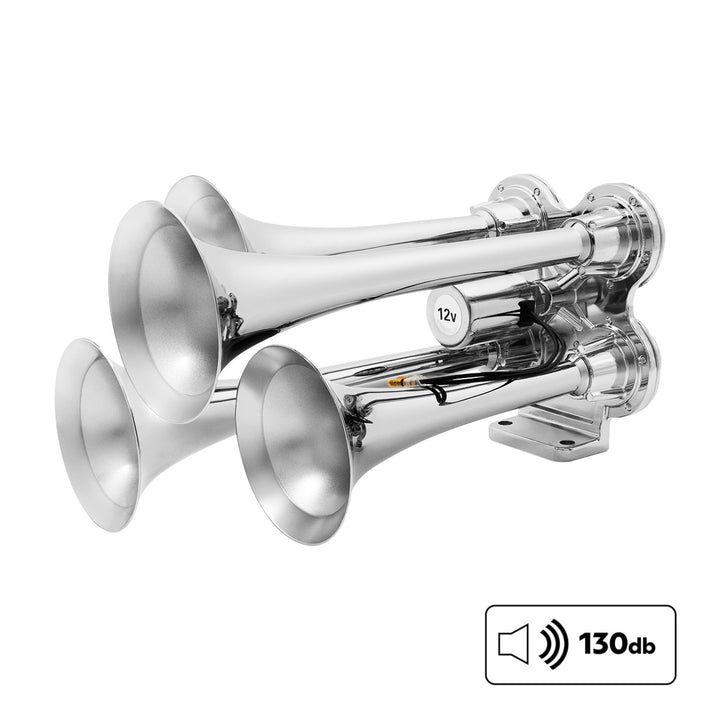 4 Trumpet Mini Train Horn - Chrome