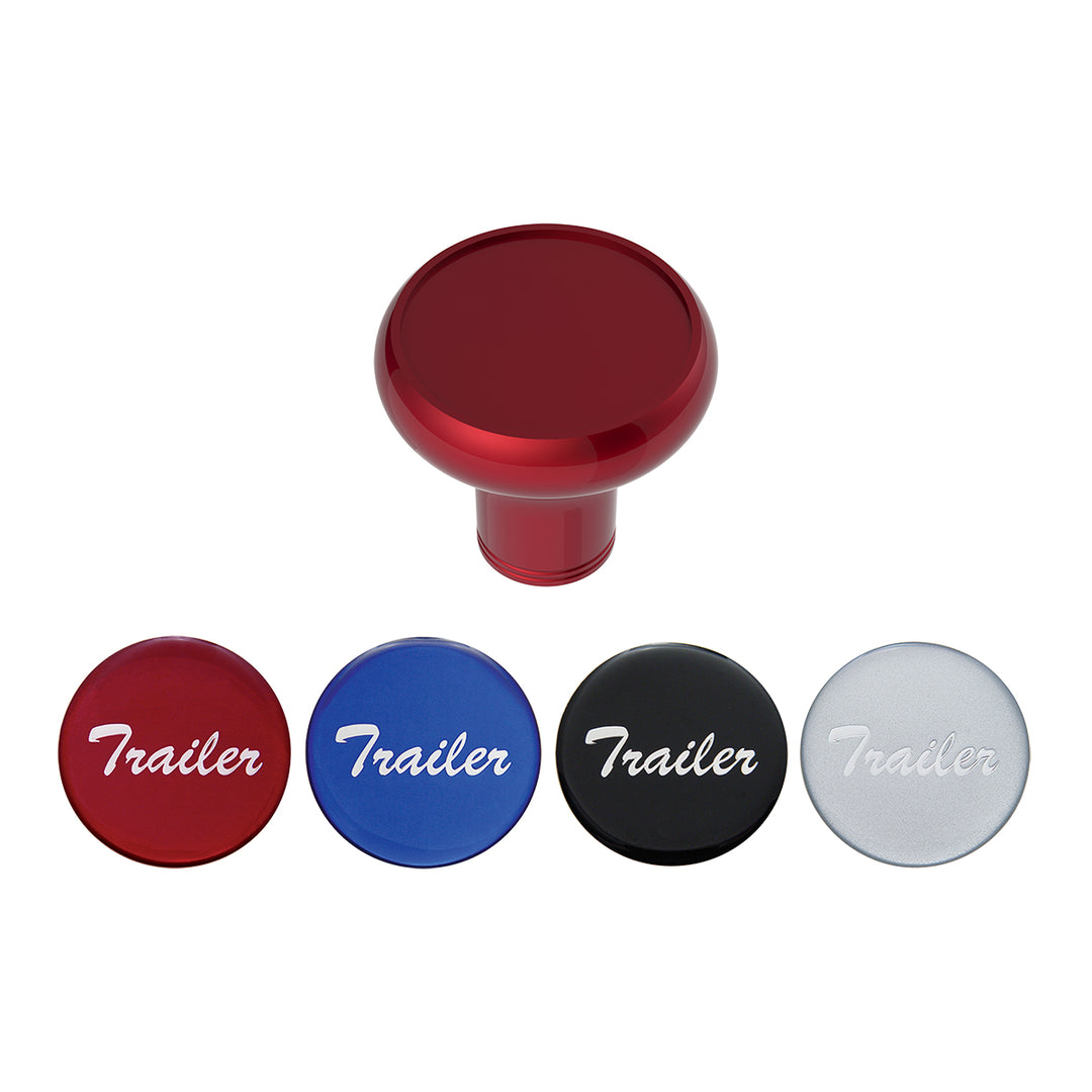 Deluxe Aluminum Screw-On Air Valve Knob With Multi - Color Glossy Trailer Sticker - Candy Red