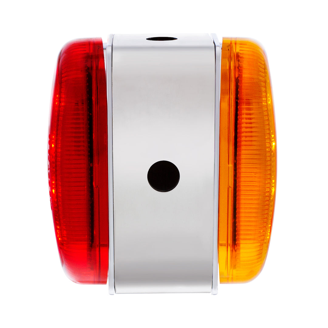 26 LED Dual Function Reflector Double Face Oval Light With Stainless Steel Bracket - Amber &amp; Red LED/Amber &amp; Red Lens