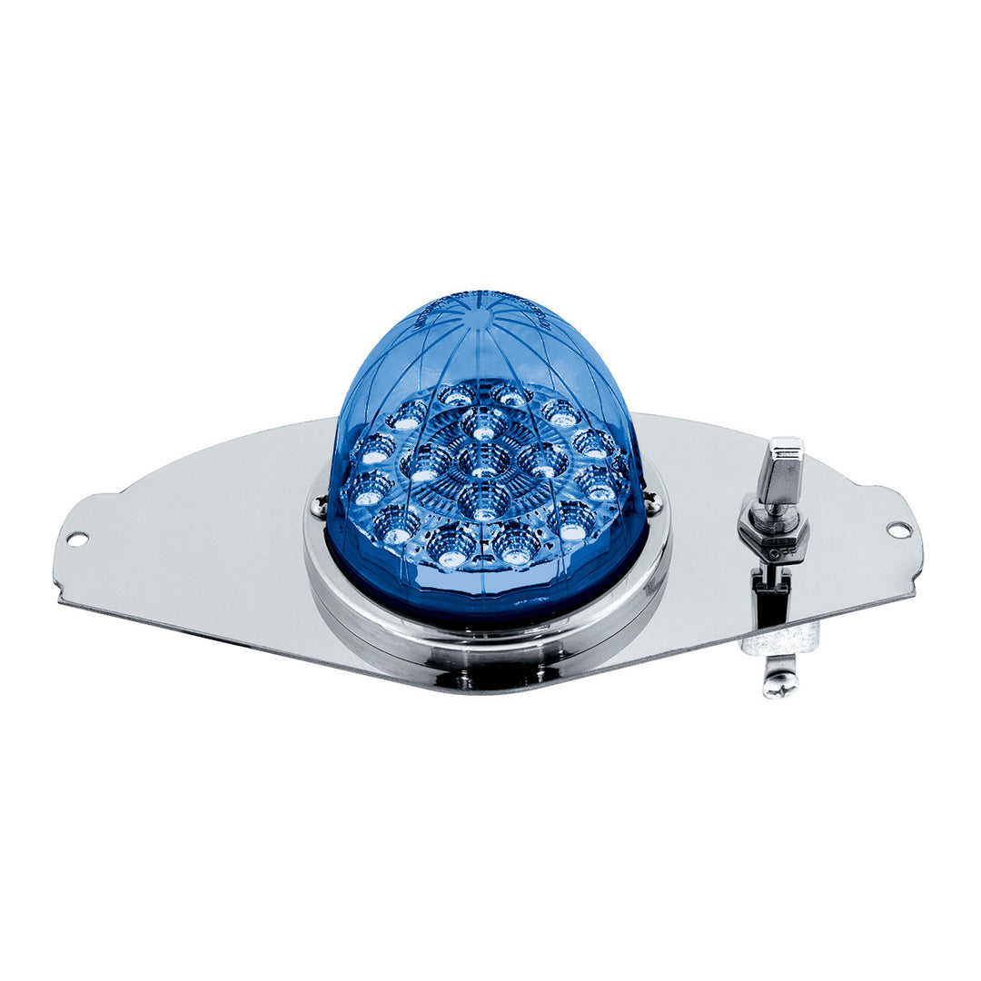 304 Stainless Steel Above Door Dome Light Kit W/ 17 LED Double Fury Watermelon For 2008-2017 FL Cascadia - Amber &amp; Blue LED