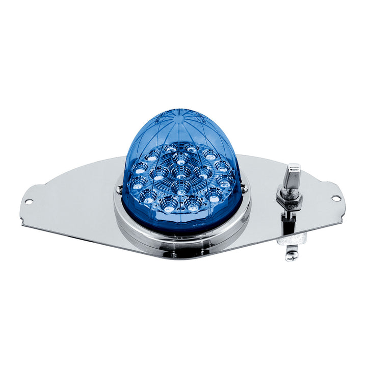 304 Stainless Steel Above Door Dome Light Kit W/ 17 LED Double Fury Watermelon For 2008-2017 FL Cascadia - Amber &amp; Blue LED