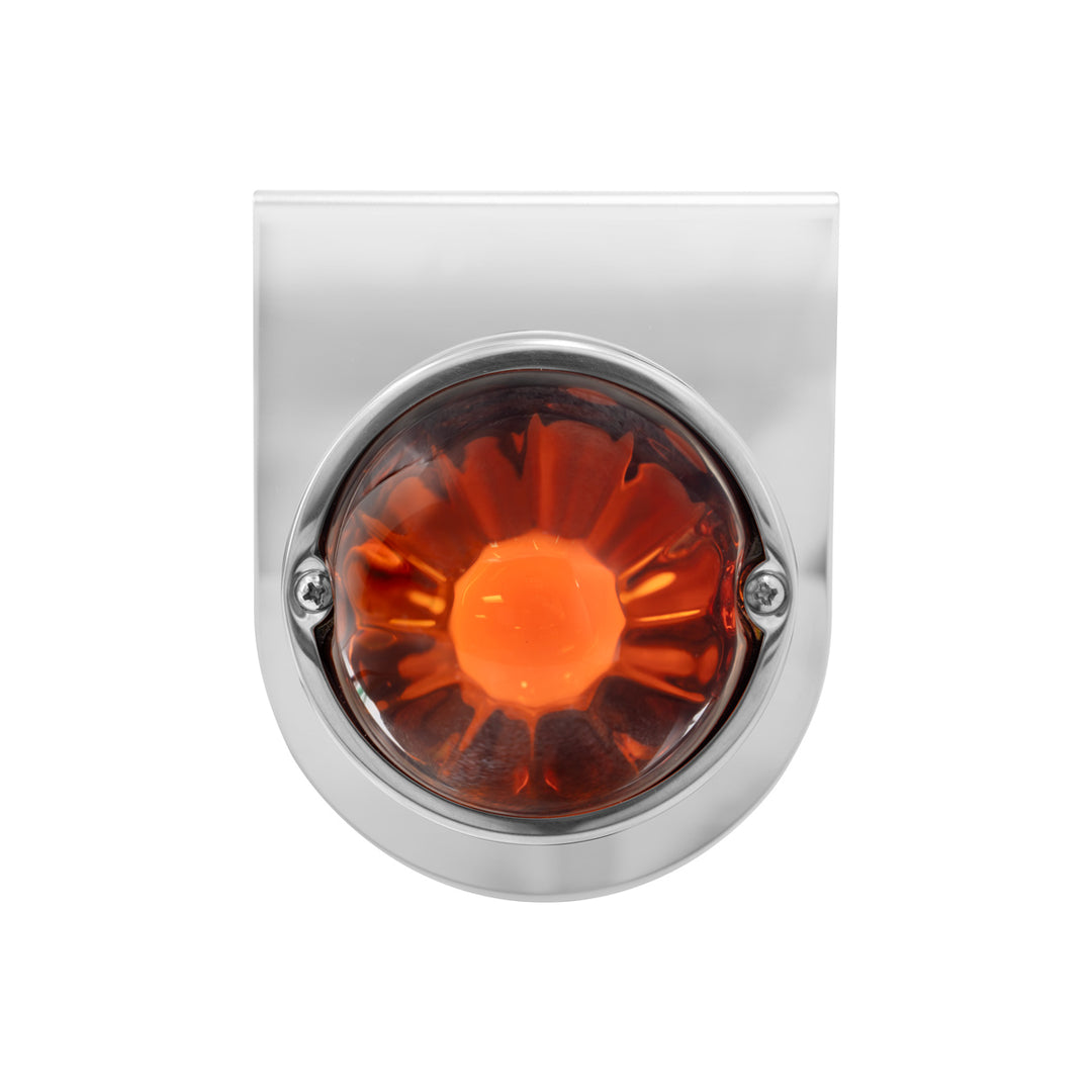 Dual Function Glass Watermelon Light With Stainless Steel Light Bracket Kit With LED Bulb - Amber LED/Dark Amber Lens