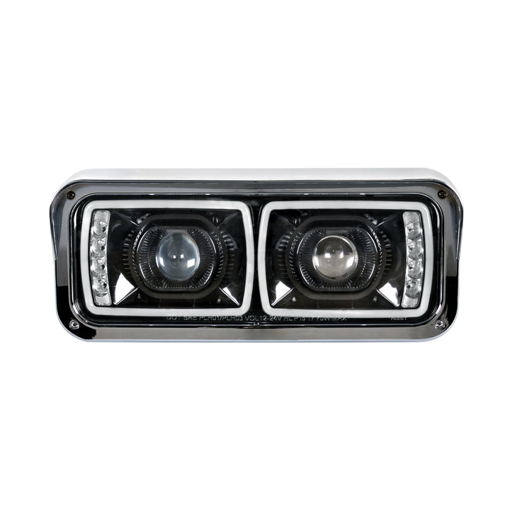 High Power LED "Blackout" Projection Headlight With LED Turn Signal &amp; Position Light Bar - Driver