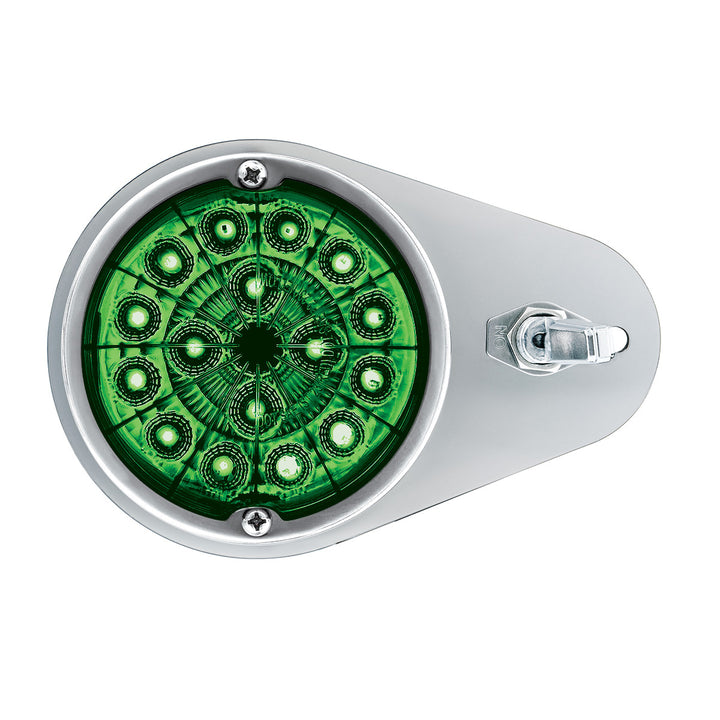304 Stainless Steel Above Door Dome Light Kit W/ 17 LED Double Fury Watermelon For 1994-2025 KW W900 - Amber &amp; Green LED