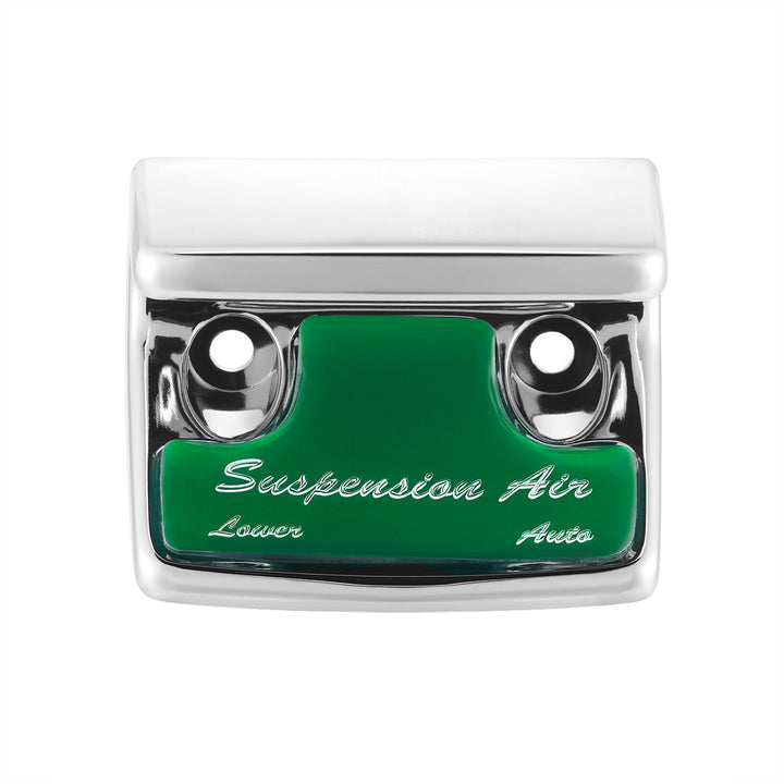 Chrome Plastic Suspension Air Switch Guard With Glossy Sticker For 1990-2010 Freightliner Classic - Green