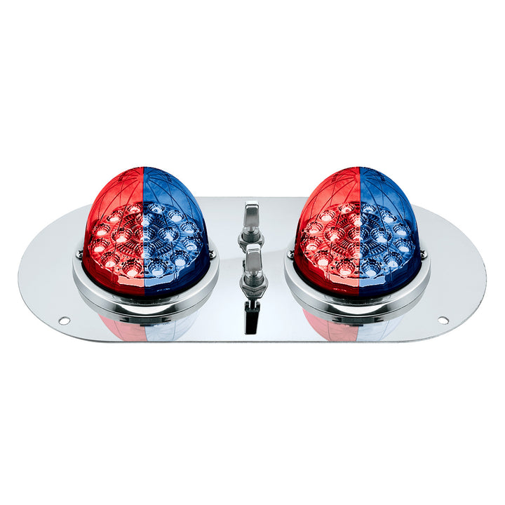 304 Stainless Steel Above Door Dome Light Kit With 2 x 17 LED Double Fury Watermelon For KW &amp; PB Trucks - Red &amp; Blue LED