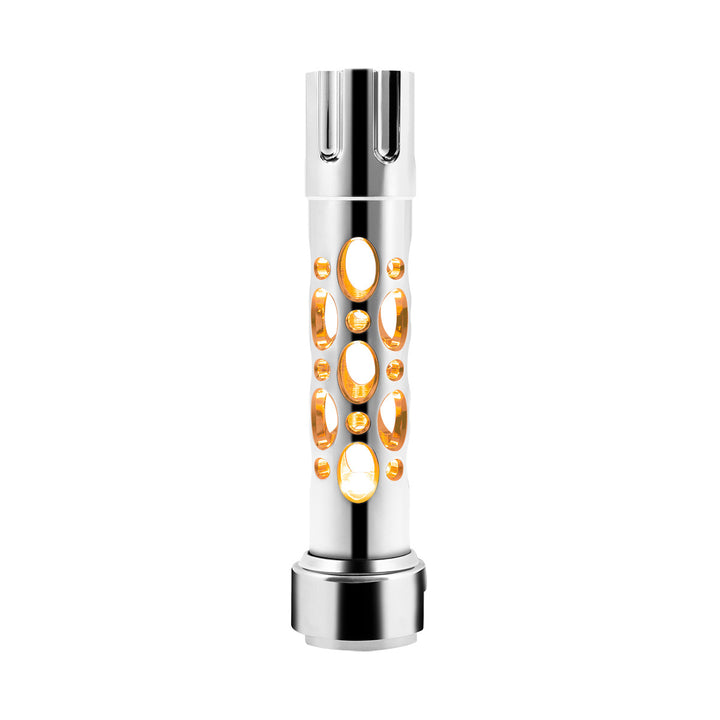 Austin Style Gun Cylinder Gearshift Knob With LED 13/15/18 Speed Adapter - Chrome/Amber LED