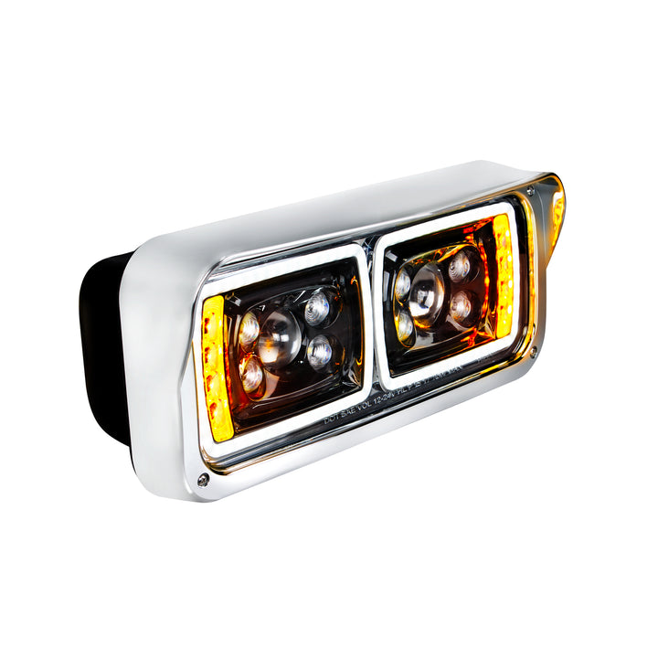 10 High Power LED "Blackout" Projection Headlight With LED Turn Signal &amp; Position Light Bar - Passenger