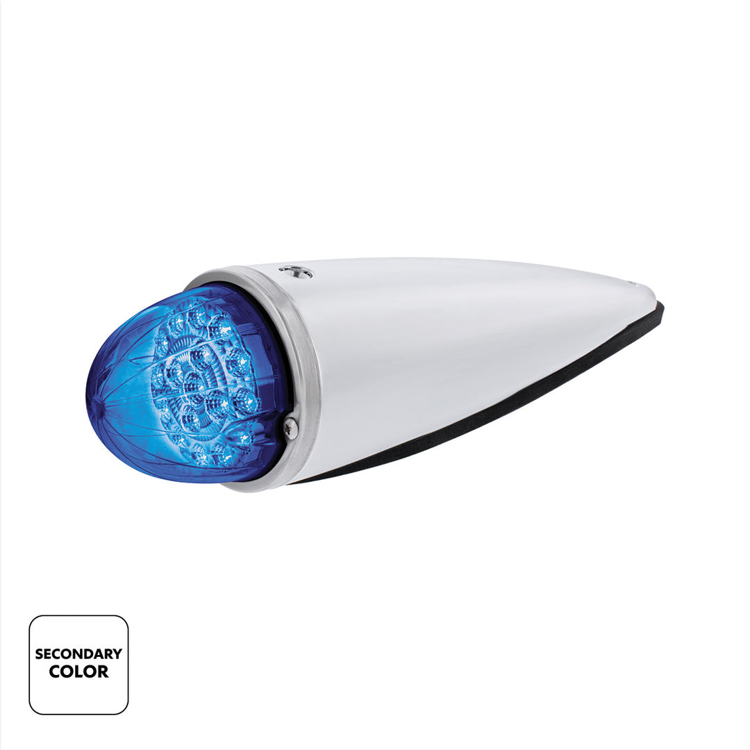 Double Fury 17 LED Dual Function Watermelon Torpedo Cab Light - Amber &amp; Blue LED/Clear Lens