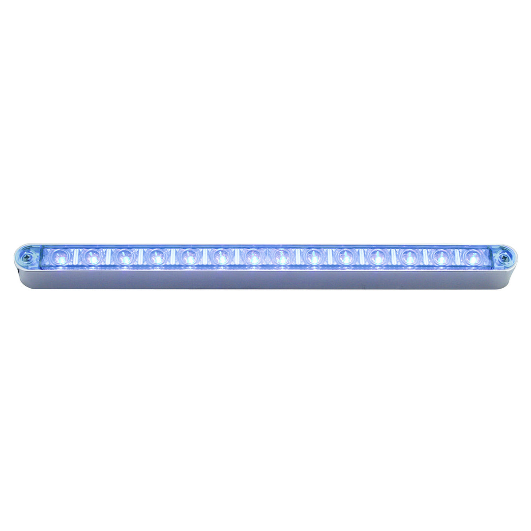 14 LED 12" Auxiliary Strip Light - Blue LED/Clear Lens (Bulk)