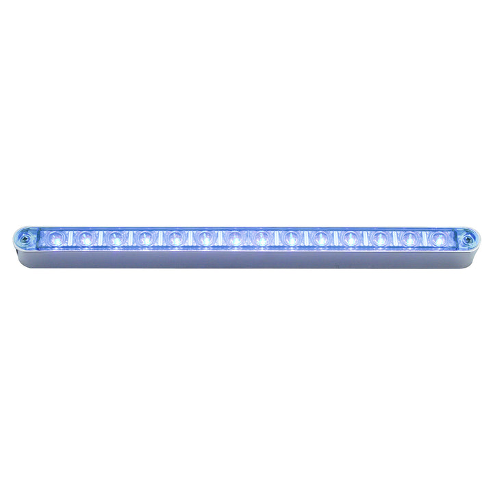 14 LED 12" Auxiliary Strip Light - Blue LED/Clear Lens (Bulk)