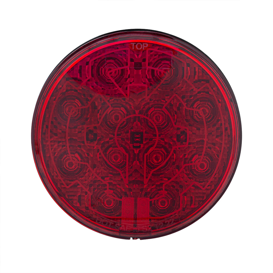 12 LED 4" Round Light (Stop, Turn &amp; Tail) With Heated Lens - Red LED/Red Lens