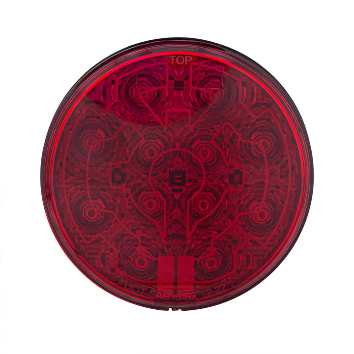 12 LED 4" Round Light (Stop, Turn &amp; Tail) With Heated Lens - Red LED/Red Lens