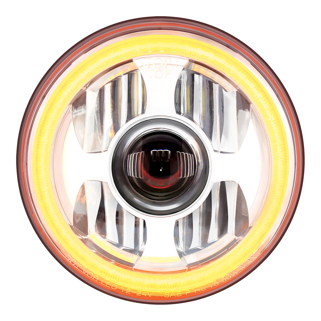 ULTRALIT - High Power LED 7" Projection Headlight With Dual Color LED Position Halo Ring