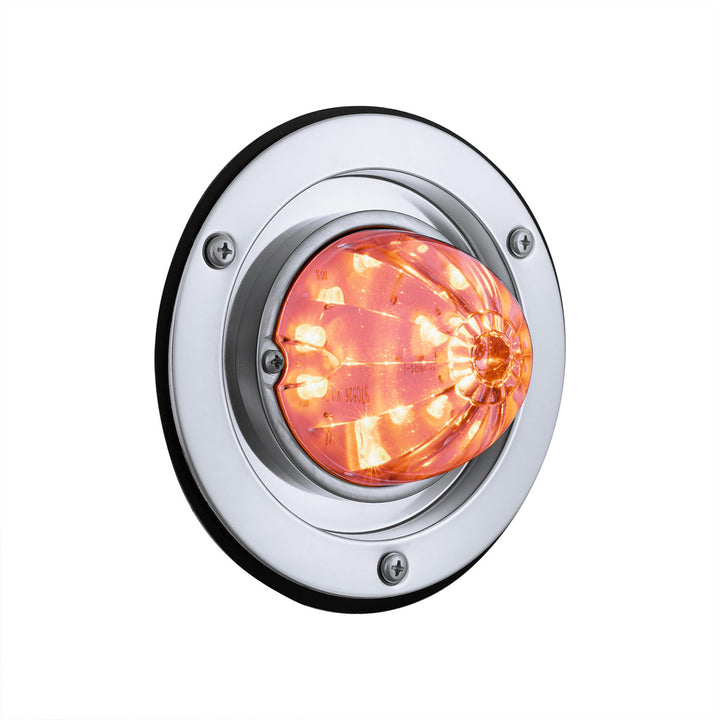 17 LED Dual Function Watermelon Sleeper Bunk Kit With 304 Stainless Steel Bezel - Amber LED/Clear Lens