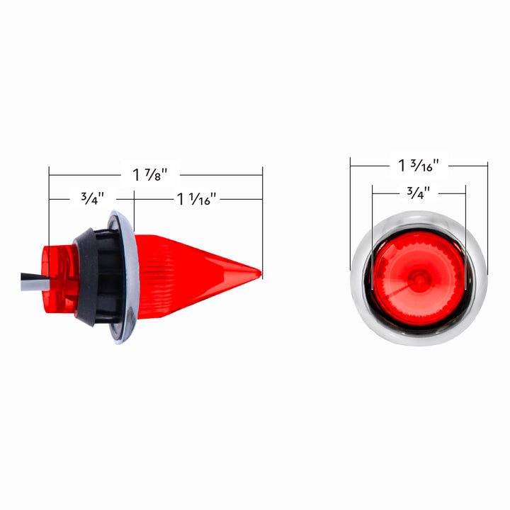 4 LED Dual Function 3/4" Mini Spike Light With Stainless Steel Bezel (Clearance/Marker) - Red LED/Red Lens